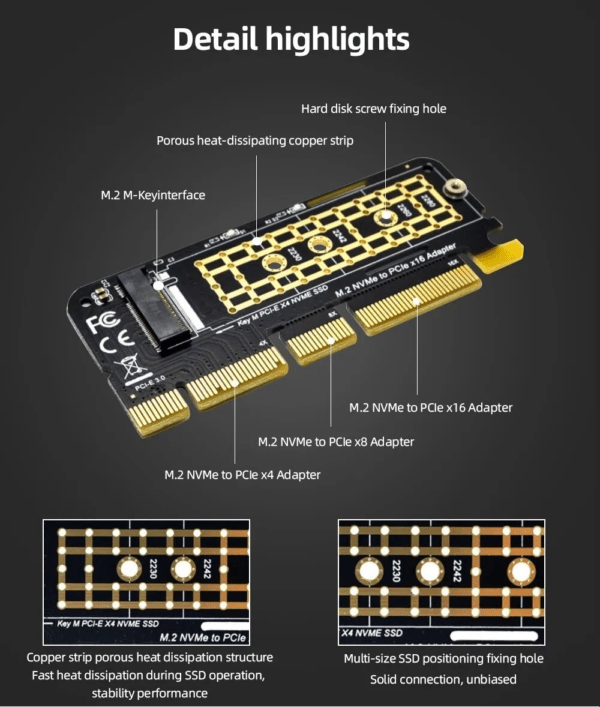 Adaptador M.2 A Pcie X4 X8 X16 Soporta Disco Ssd Nvme Mkey - Imagen 8