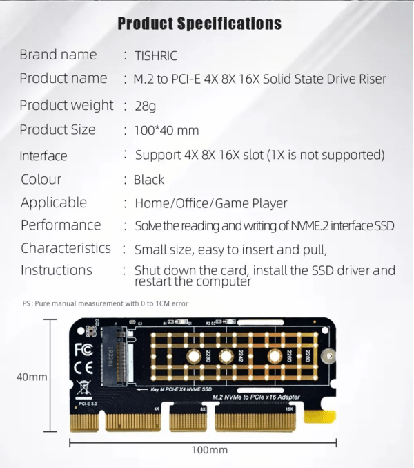 Adaptador M.2 A Pcie X4 X8 X16 Soporta Disco Ssd Nvme Mkey - Imagen 7