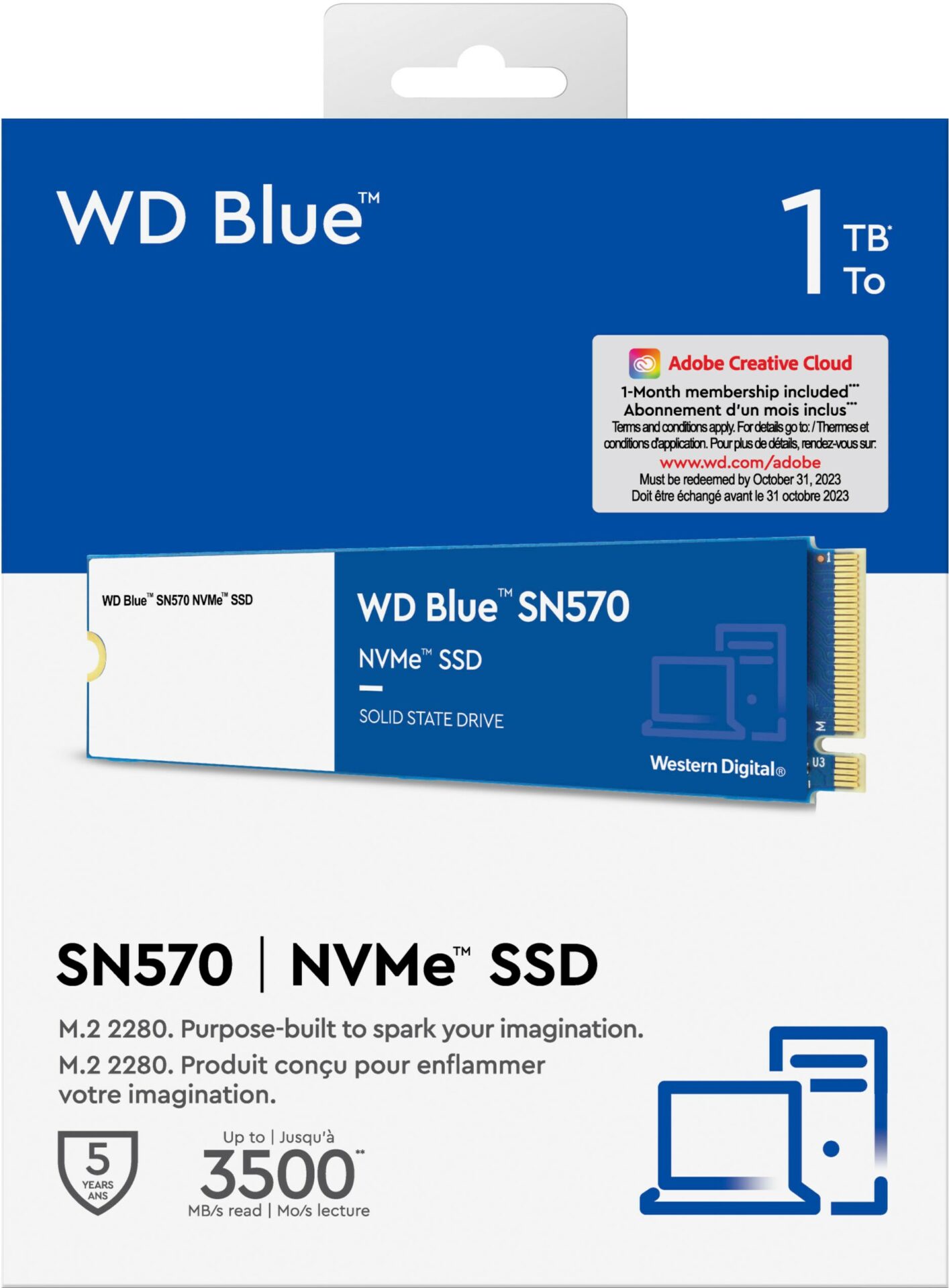 Ssd Nvme Western Digital 1 TB Sn570 Hasta 3500 Mb/s